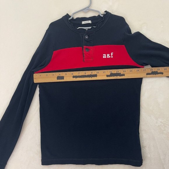 Abercrombie & Fitch Kids Boys Muscle Shirt Size Large Red Navy Long Sleeve Tee - Picture 7 of 8